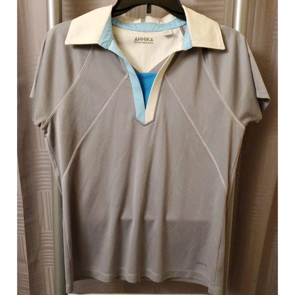 Annika Cutter And Buck Polo‎  Women's Golf Shirt Gray Size Medium